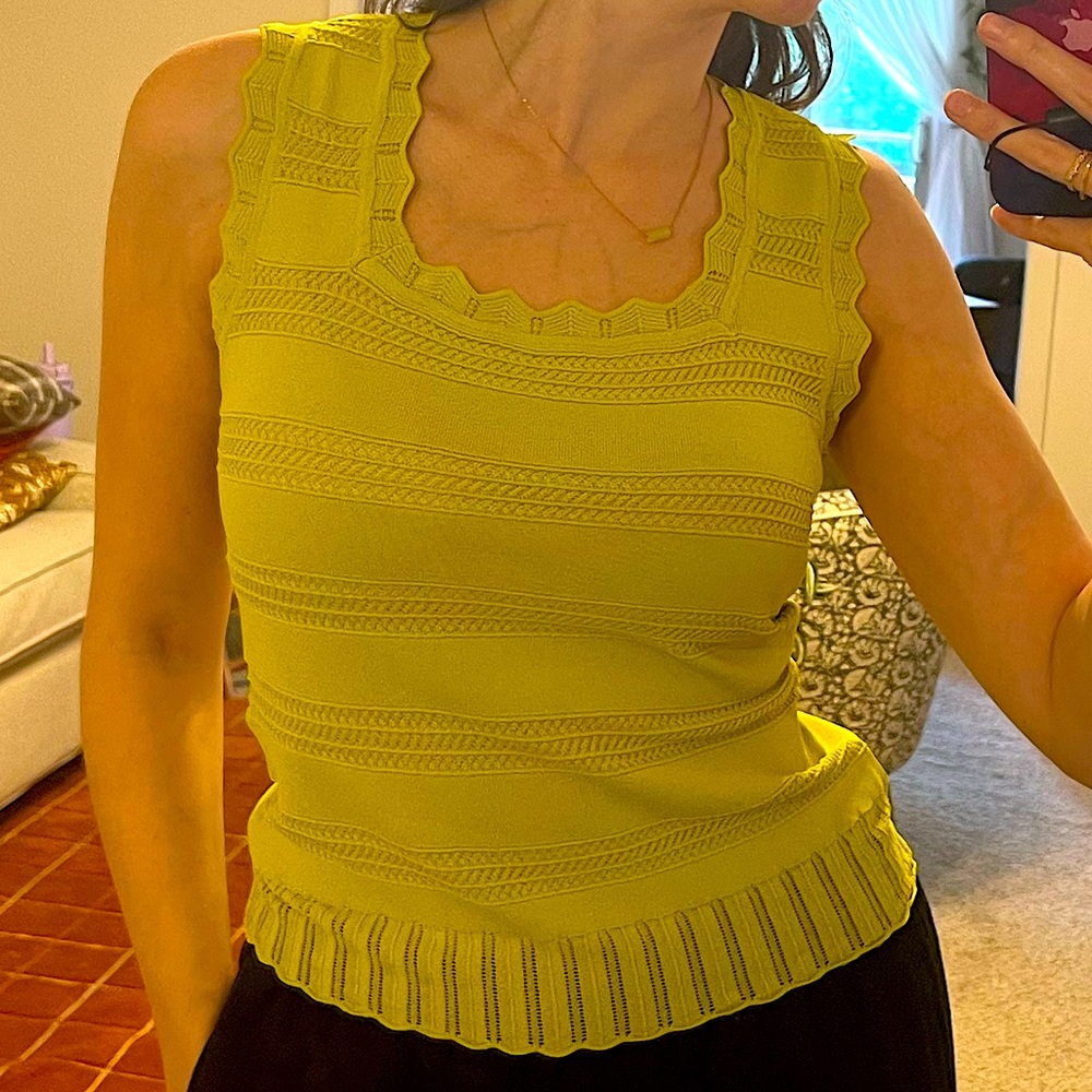 Sam Edelman Apple Green Scalloped Tank Top